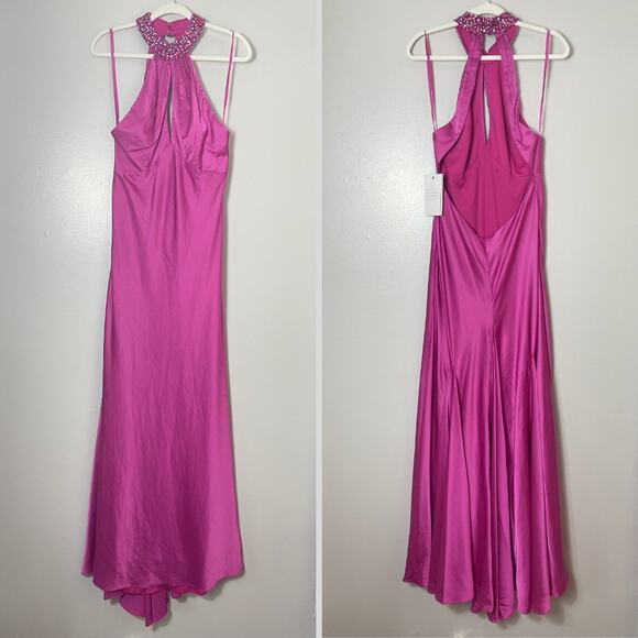 NWT MAC DUGGAL DRESS 10 GOWN PINK SATIN BRIDESMAID EVENING FORMAL WEDDING GUEST - Picture 2 of 16